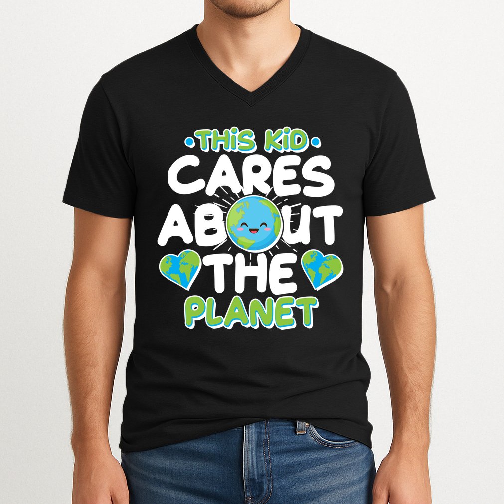 Cute This Kid Cares About The Planet V-Neck T-Shirt