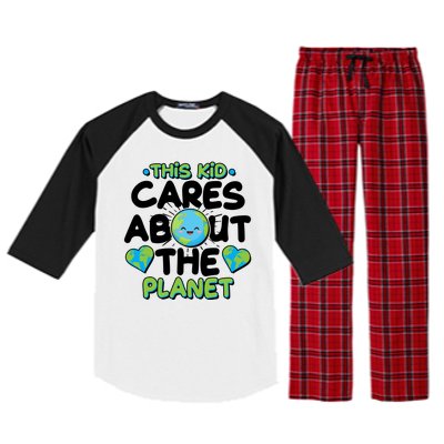 Cute This Kid Cares About The Planet Raglan Sleeve Pajama Set