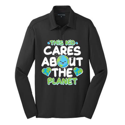 Cute This Kid Cares About The Planet Silk Touch Performance Long Sleeve Polo