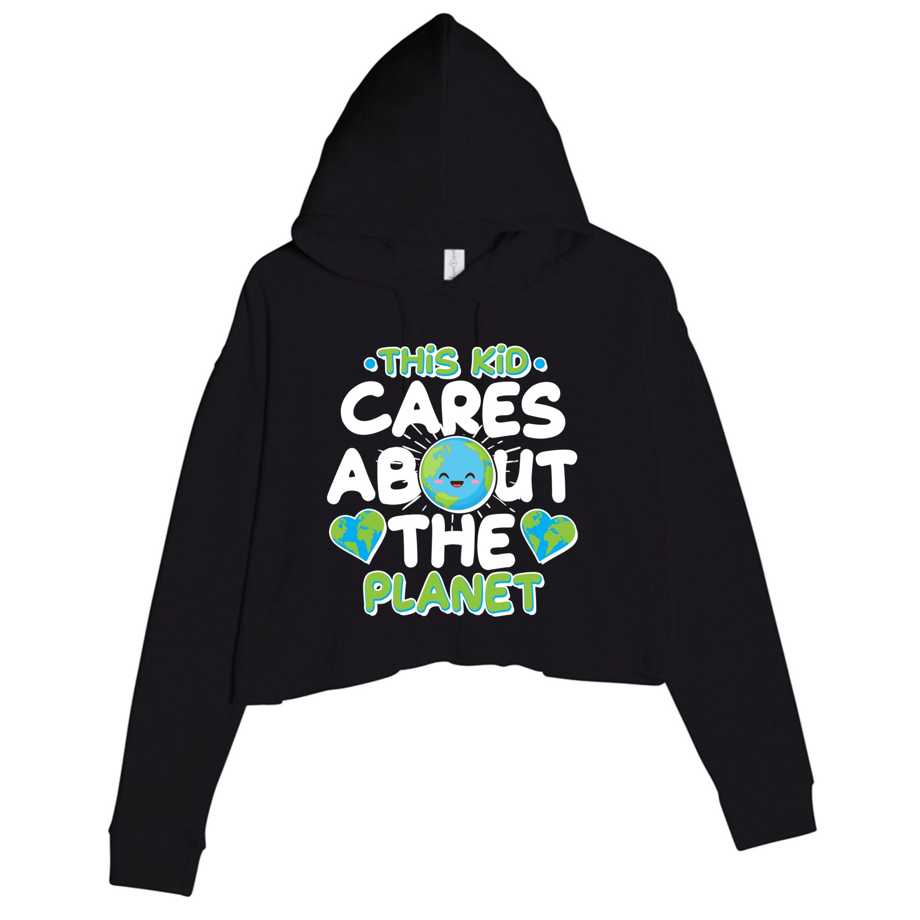 Cute This Kid Cares About The Planet Crop Fleece Hoodie