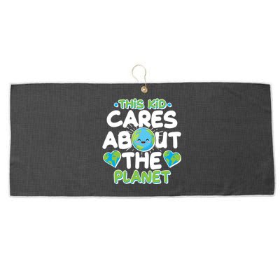 Cute This Kid Cares About The Planet Large Microfiber Waffle Golf Towel