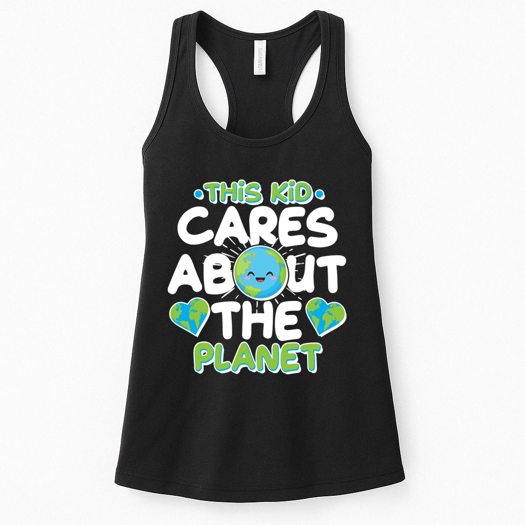Cute This Kid Cares About The Planet Womens Tank Top