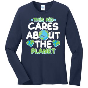 Cute This Kid Cares About The Planet Ladies Long Sleeve Shirt