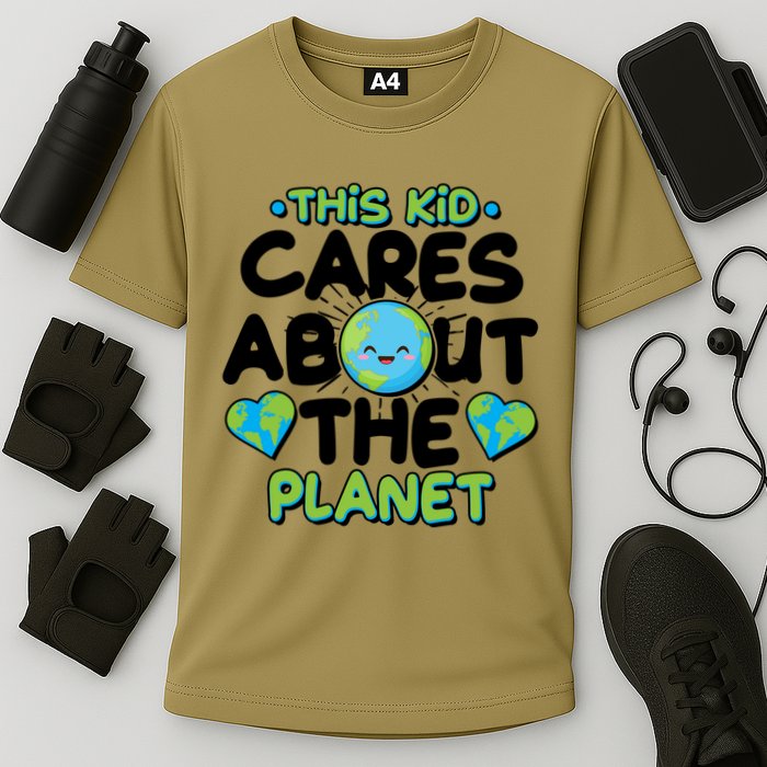 Cute This Kid Cares About The Planet Cooling Performance Crew T-Shirt