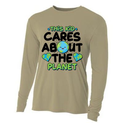 Cute This Kid Cares About The Planet Cooling Performance Long Sleeve Crew