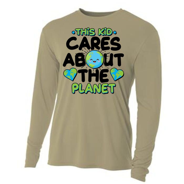 Cute This Kid Cares About The Planet Cooling Performance Long Sleeve Crew