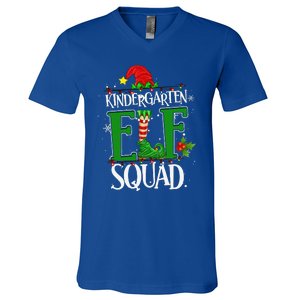 Christmas Teacher Kindergarten Elf Squad Xmas Lights Pajamas V-Neck T-Shirt