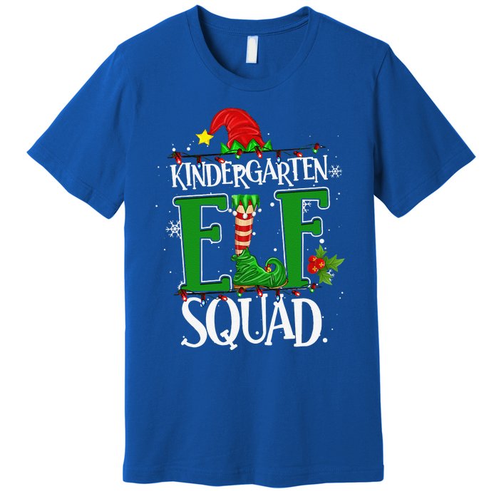 Christmas Teacher Kindergarten Elf Squad Xmas Lights Pajamas Premium T-Shirt