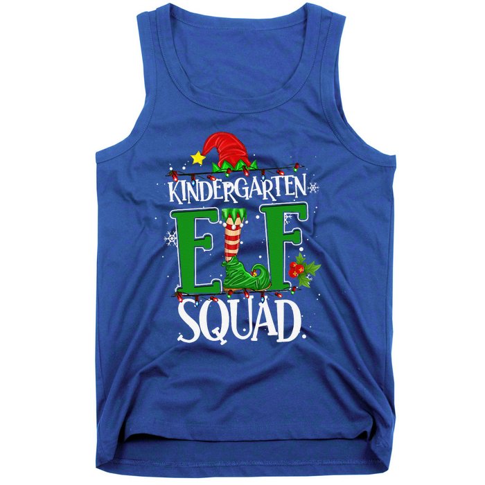 Christmas Teacher Kindergarten Elf Squad Xmas Lights Pajamas Tank Top