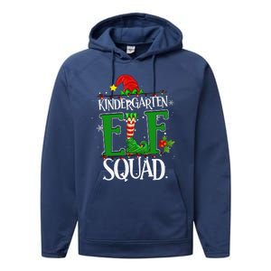 Christmas Teacher Kindergarten Elf Squad Xmas Lights Pajamas Performance Fleece Hoodie