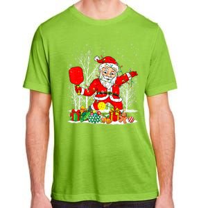 Christmas Tree Lights Funny Santa Playing Pickleball Xmas Gift Adult ChromaSoft Performance T-Shirt