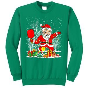 Christmas Tree Lights Funny Santa Playing Pickleball Xmas Gift Sweatshirt