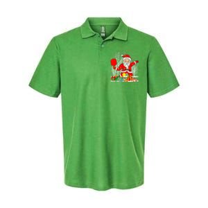 Christmas Tree Lights Funny Santa Playing Pickleball Xmas Gift Softstyle Adult Sport Polo