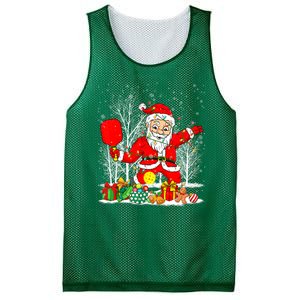 Christmas Tree Lights Funny Santa Playing Pickleball Xmas Gift Mesh Reversible Basketball Jersey Tank