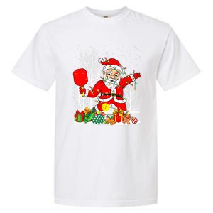 Christmas Tree Lights Funny Santa Playing Pickleball Xmas Gift Garment-Dyed Heavyweight T-Shirt