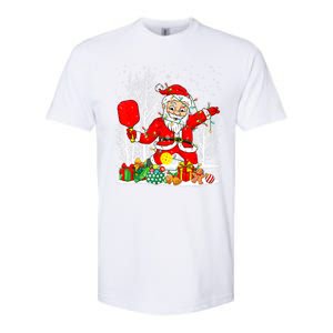 Christmas Tree Lights Funny Santa Playing Pickleball Xmas Gift Softstyle CVC T-Shirt