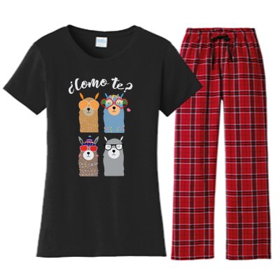 Como Te Llamas Funny Student Spanish Teacher Women's Flannel Pajama Set