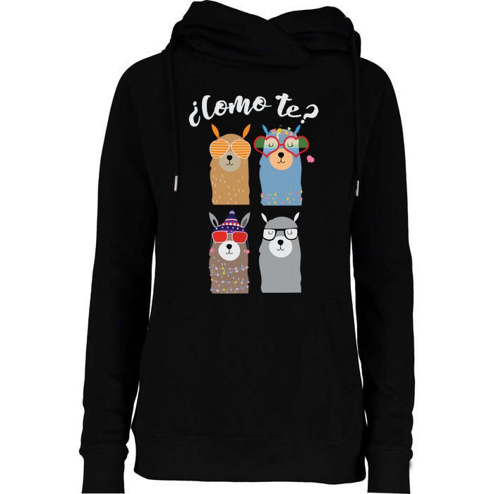 Como Te Llamas Funny Student Spanish Teacher Womens Funnel Neck Pullover Hood