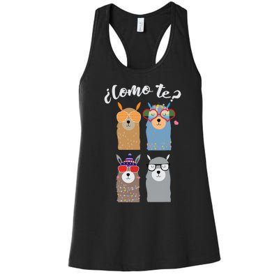 Como Te Llamas Funny Student Spanish Teacher Women's Racerback Tank