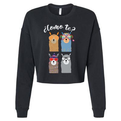 Como Te Llamas Funny Student Spanish Teacher Cropped Pullover Crew