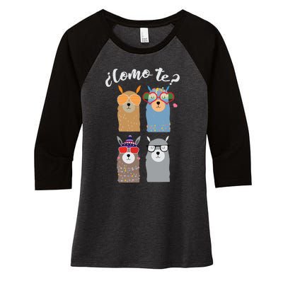 Como Te Llamas Funny Student Spanish Teacher Women's Tri-Blend 3/4-Sleeve Raglan Shirt