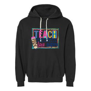 Cute Teach Love And Inspire Teacher Back To School Garment-Dyed Fleece Hoodie