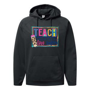 Cute Teach Love And Inspire Teacher Back To School Performance Fleece Hoodie