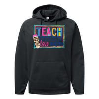 Cute Teach Love And Inspire Teacher Back To School Performance Fleece Hoodie