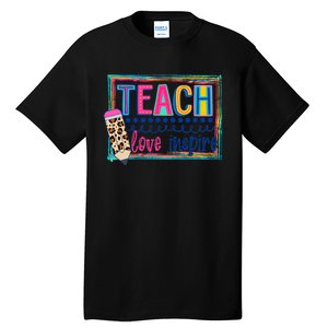 Cute Teach Love And Inspire Teacher Back To School Tall T-Shirt