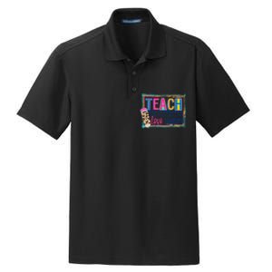 Cute Teach Love And Inspire Teacher Back To School Dry Zone Grid Polo