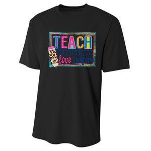 Cute Teach Love And Inspire Teacher Back To School Performance Sprint T-Shirt