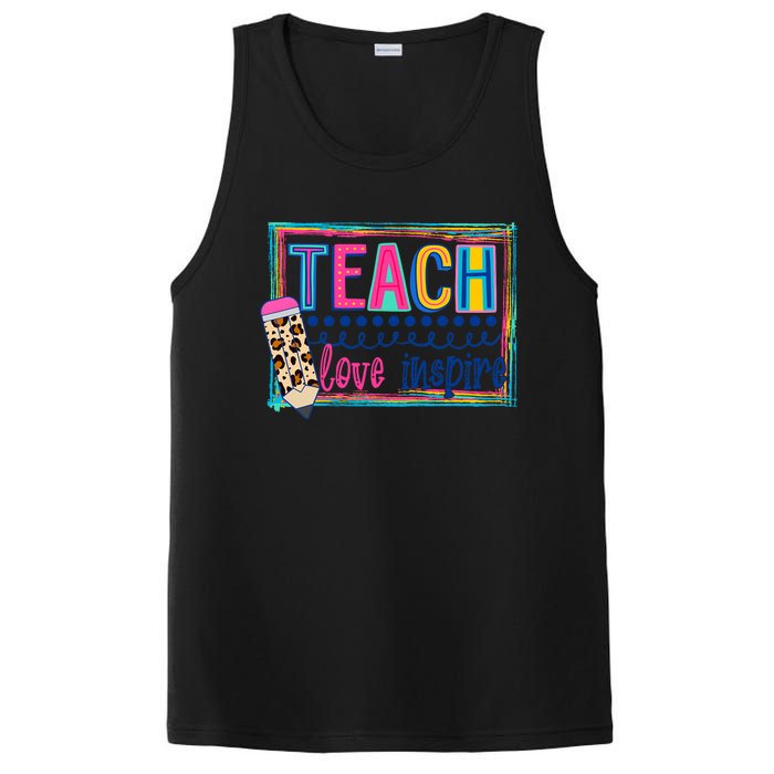 Cute Teach Love And Inspire Teacher Back To School PosiCharge Competitor Tank