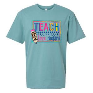 Cute Teach Love And Inspire Teacher Back To School Sueded Cloud Jersey T-Shirt