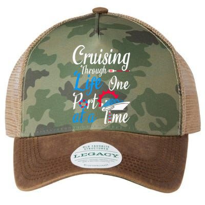 Cruising Through Life One Port At A Time Boating Cruise Trip Legacy Tie Dye Trucker Hat