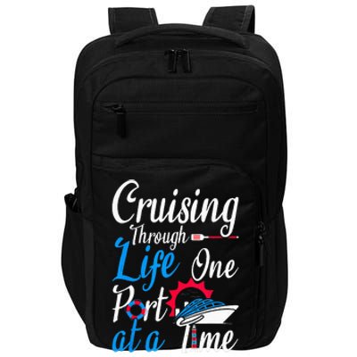 Cruising Through Life One Port At A Time Boating Cruise Trip Impact Tech Backpack