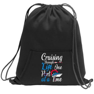 Cruising Through Life One Port At A Time Boating Cruise Trip Sweatshirt Cinch Pack Bag