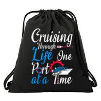 Cruising Through Life One Port At A Time Boating Cruise Trip Drawstring Bag