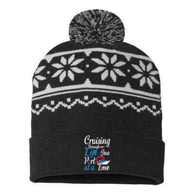 Cruising Through Life One Port At A Time Boating Cruise Trip USA-Made Snowflake Beanie