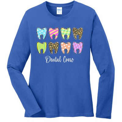 Cute Teeth Leopard Dental Crew Easter Day Christians Ladies Long Sleeve Shirt