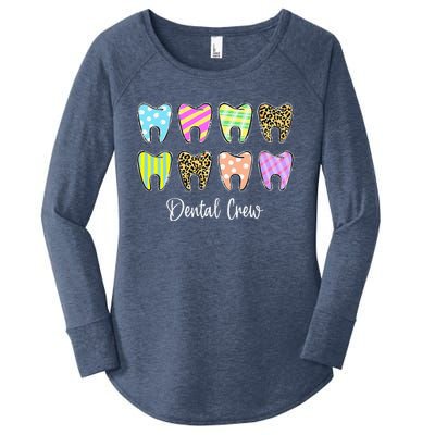 Cute Teeth Leopard Dental Crew Easter Day Christians Women's Perfect Tri Tunic Long Sleeve Shirt