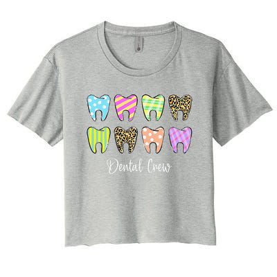 Cute Teeth Leopard Dental Crew Easter Day Christians Women's Crop Top Tee