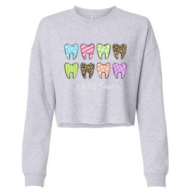 Cute Teeth Leopard Dental Crew Easter Day Christians Cropped Pullover Crew