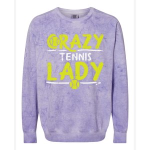 Crazy Tennis Lady Funny Sport Player Coach Gift Colorblast Crewneck Sweatshirt