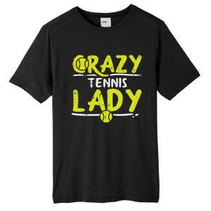 Crazy Tennis Lady Funny Sport Player Coach Gift Tall Fusion ChromaSoft Performance T-Shirt