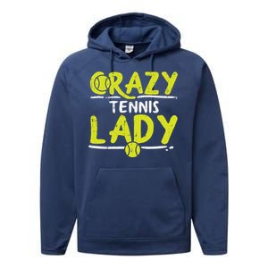 Crazy Tennis Lady Funny Sport Player Coach Gift Performance Fleece Hoodie