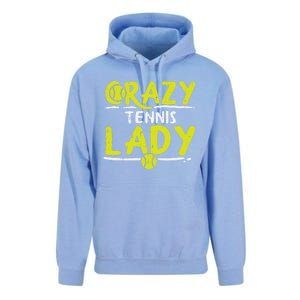 Crazy Tennis Lady Funny Sport Player Coach Gift Unisex Surf Hoodie