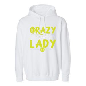 Crazy Tennis Lady Funny Sport Player Coach Gift Garment-Dyed Fleece Hoodie