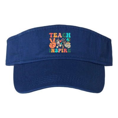 Cute Teach Love And Inspire Teacher Valucap Bio-Washed Visor