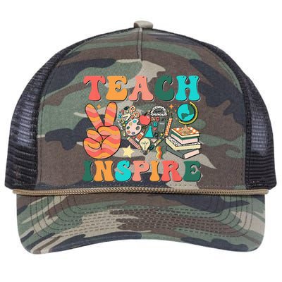 Cute Teach Love And Inspire Teacher Retro Rope Trucker Hat Cap