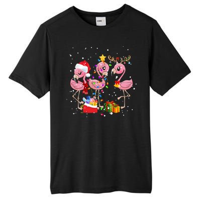 Christmas Tree Lights Holiday Santa Flamingo Christmas Hat Gift Tall Fusion ChromaSoft Performance T-Shirt